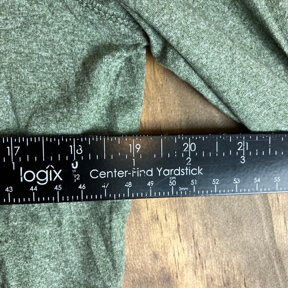 Rae Dunn Womens Shirt Green Meditate Eyelet Back Crew Neck Stretch Large - Picture 7 of 11